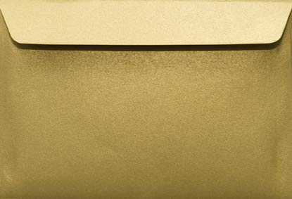 Netuno 25 Gold Pearlescent envelopes DIN C6 114x162mm 4.49x6.39 inches 110gsm Sirio Pearl Aurum gummed Square Flap no Window for Wedding Invitations Birthday Greeting Cards menu Christmas vouchers — image 1