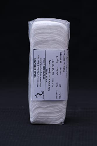 Image of Gauze Swabs 5cm x 5cm, 12-Ply (Pack of 100) - Soft, Absorbent Cotton for Wound Cleaning, Makeup Application & Medical Use