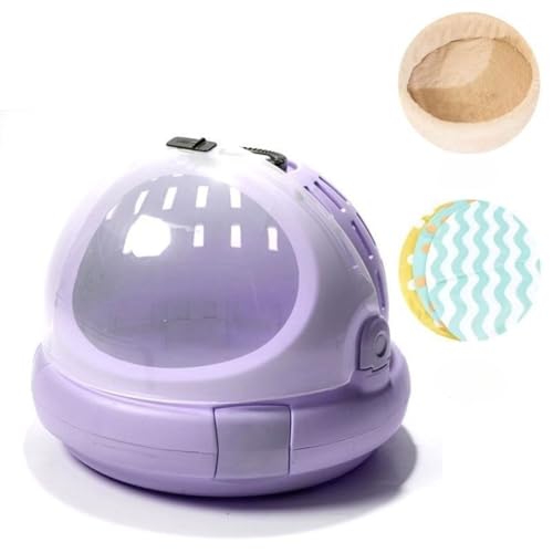 Riuuyyi うさぎ お出かけ キャリー バッグ リュック 猫 チンチラ モルモット 小動物 病院 移動 キャリーケース 持ち運び 兎 うさぎケージキャリー保温性と通気性を両立 可視領域と非表示領域あり たっぷりの収納スペース (パープル)