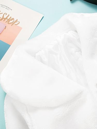 Blulu Girls Faux Fur Bolero Princess Shawl Wraps Girls Shrug Coat Jacket Flower Cape Wedding Party Dress4