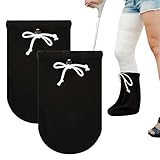 2Pcs Cast Sock Cover for Foot, Leg Cast Cover Below The Knee Cast Sock Sleeve Cast Toe Cover Socks Adjustable Drawstring Cast Protector Cast Sleeve for Men Women Foot Leg Ankle Proof（Black）