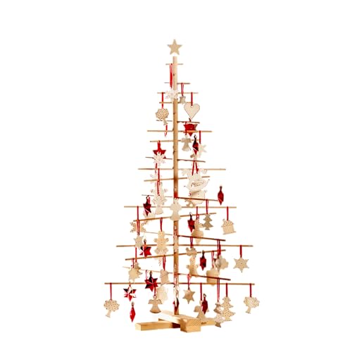 xmas3 Künstlicher Weihnachtsbaum aus echtem Holz. Kräftig Platzsparend Nachhaltig und Einfach. Perfekte Weihnachtsbaum Alternative. 68 x 68 x 125 cm 24 Ästen.