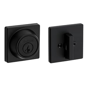 Kwikset 660 Contemporary Deadbolt Deadbolt Lock, Matte Black Square Exterior Keyed Front Entry Door, Pick Resistant SmartKey Rekey Security, Single Cylinder Dead Bolt