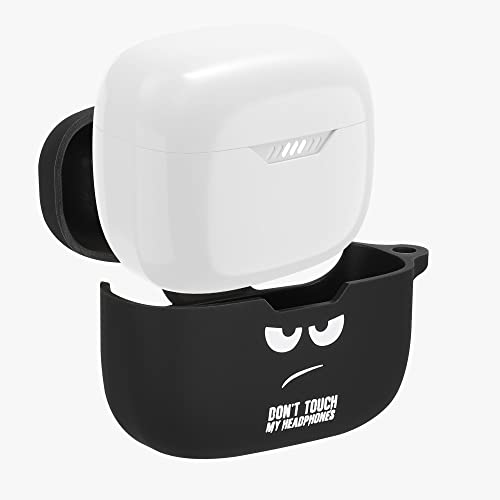 kwmobile Silicone Case Compatible with JBL Tune 230 NC TWS / T230NC / T235NC Case Cover - Don't Touch My Headphones White/Black/Black - Image 2