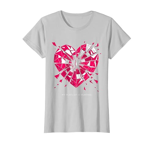 My Playlist Is Hurting Emo Music Design T-Shirt, Women, Silver Grey, Medium