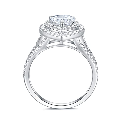 2.8 Carat (ctw) Heart-Cut Halo Moissanite Engagement Rings for Women, Customizable Sterling Silver, 10k gold, 14k gold, 18k gold2