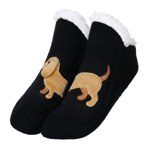 Image of ZYZX Cute Dog Slipper Socks for Women with Grips,Fuzzy Socks Indoor