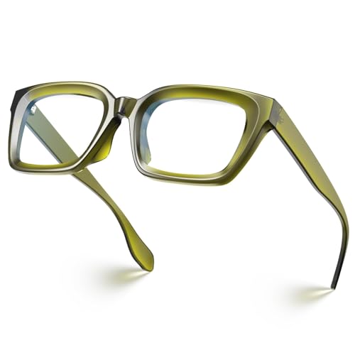 Image of VISOONE Chunky Square Anti Glare UV400 Blue Light Blocking Computer Glasses | 99% Digital Screen Filter Non-Prescription Clear Lens Thick Frame 32g Lightweight Eyewear Office for Men Women MONTANA