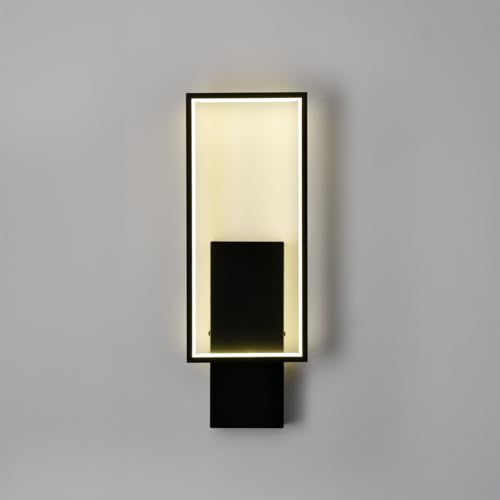 Image of DEYNITE Modern Black Metal LED Wall Sconce with Rectangle Aluminum Shade Neutral Light 4000K for Bedroom Corridor Stairs Bathroom Indoor Light