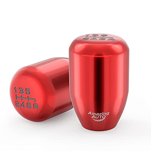 Amazing Auto (Red) 6 Speed Automatic Manual Weighted Shifter Knob Gear Shift Knobs For Mazda Miata Nissan 350Z Subaru Sti With Metal Adapters M8X1.25,M10X1.25, M10X1.5, M12X1.25 #TOP6