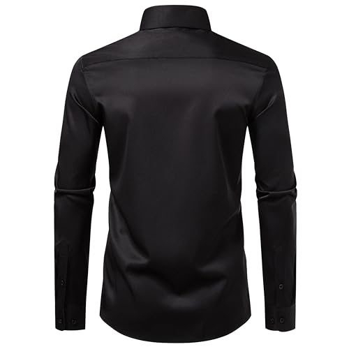 Mens Dress Shirts Stretch Long Sleeve Solid Button Down Shirts Casual Business Regular Fit Shirts with Pocket2