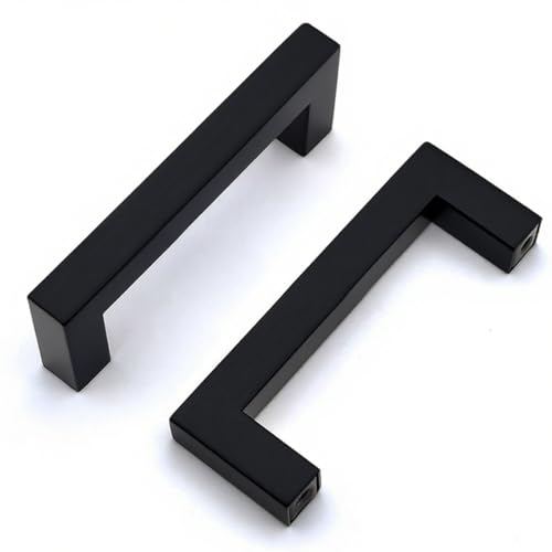 Drenky 2 stycken svarta dörrknoppar i rostfritt stål, möbelhandtag med skruv för låda, skåp, möbler, kök, heminredning, hålavstånd 64 mm