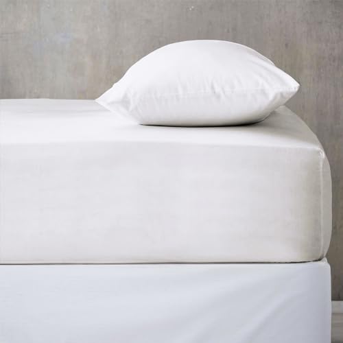 Banzaii Lenzuolo sotto con Angoli Invernale Felpato in Flanella Anti-Pilling 100% Cotone Tinta Unita Due piazze Matrimoniale 160/170 x 200 cm Bianco