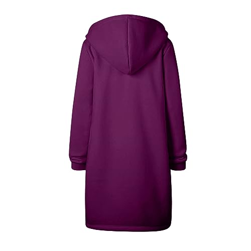 Long Hoodies for Women Zipper Fleece Hooded Jacket Fall/Winter Lightweight Casual Tunic Sweatshirts with Pockets2