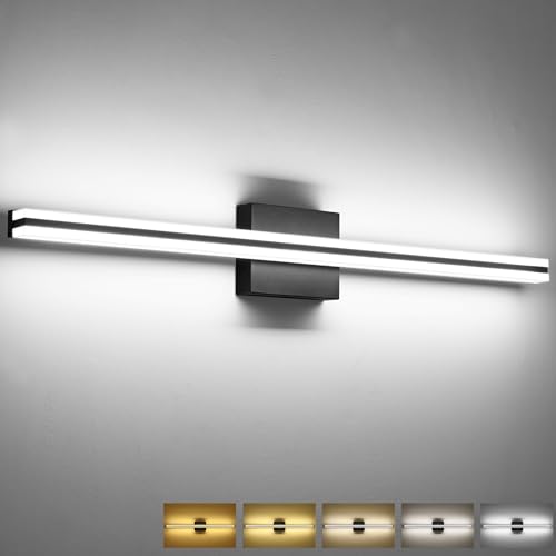 Image of SOLFART Vanity Lights for Bathroom 31.8 Inch Dimmable Matte Black Modern Bathroom Light Fixtures 20W 5CCT LED Lights