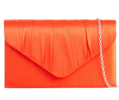 Pochette de soirée en satin pour femme orange chic et raffinée