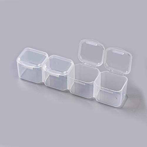 Image of FASHEWELRY 8.3x7.2 Inch 56 Grids Clear Plastic Jewelry Box Storage Containers with Removable Dividers