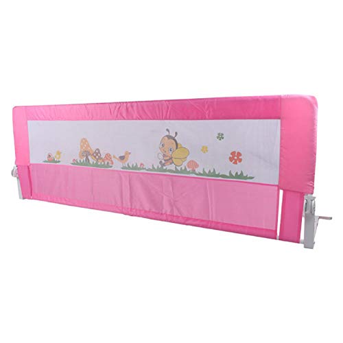 MorNon Guardia Plegable De La Protección De La Seguridad del Carril De La Cama del Niño del Bebé Barandilla de Cama Dispositivos de Seguridad Anticaída Rosa 150cm