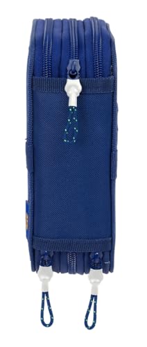 safta FC Barcelona Navy Blue Schulmäppchen mit 37 nützlichen Utensilien, Federmäppchen für Kinder, ideal für Kinder von 5 bis 14 Jahren, bequem und vielseitig, Qualität und Widerstandsfähigkeit, 12,5