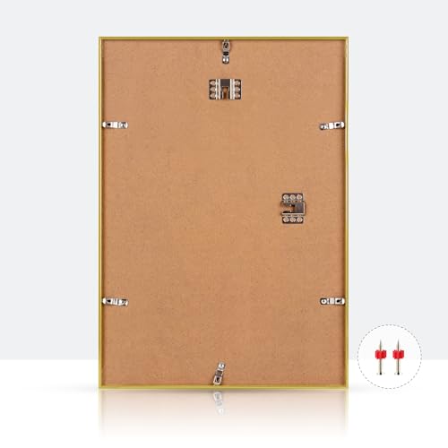 Image of Homso A3 Gold Picture Frame, Metal Thin Board A3 Frames with Acrylic Plexiglass for Pictures A4 with Mat or 11.7 x 16.5 without Mat for Horizontal and Vertical