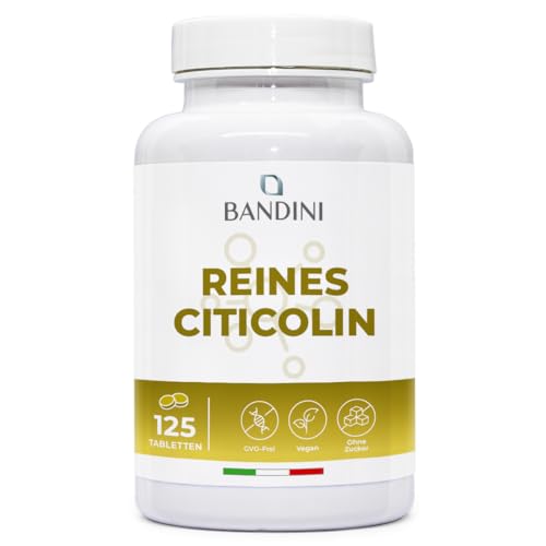 Bandini Citicolin CDP Cholin 500mg - 125 Tabletten Hochdosiert - Für normale Zellfunktionen & aktiven Lebensstil - volle 500 mg Citicoline/CDP-Cholin je Tagesdosis - Ohne Zusatzstoffe - 100% Vegan