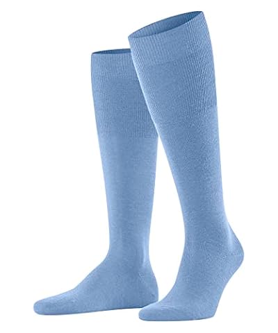 FALKE Mężczyźni Podkolanówki Airport M Kh Wełna, Bawełna długie jednokolorowe 1 Para, Niebieski Cornflower Blue 6554, 47-48