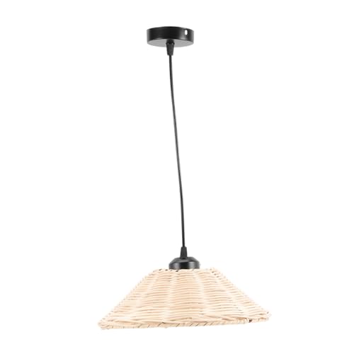 Lampe suspendue en rotin de haute qualité lustre tressé rigide et naturel