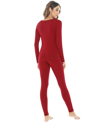 Image of NACHILA Thermal Underwear for Women-Viscose Made from Bamboo,Soft Long Johns Set Base Layer Pajamas Set Long Sleeve Pjs