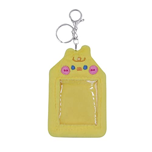 JUMISEE Lindo porta-cartões fotográficos de pelúcia Kpop com chaveiro, capa para foto de urso de desenho animado, protetor de cartão de crédito, pintinho amarelo, One Size, Bonito
