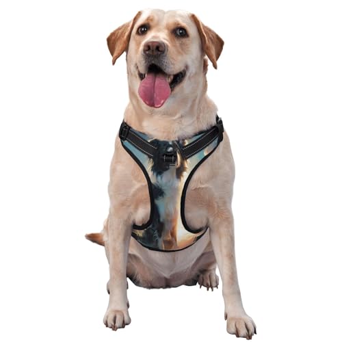 Kuilepa No Pull Dog Harness Adjustable Reflective Oxford Easy Control Medium Large Dog Harness,X-Large,Cloud Border Collie