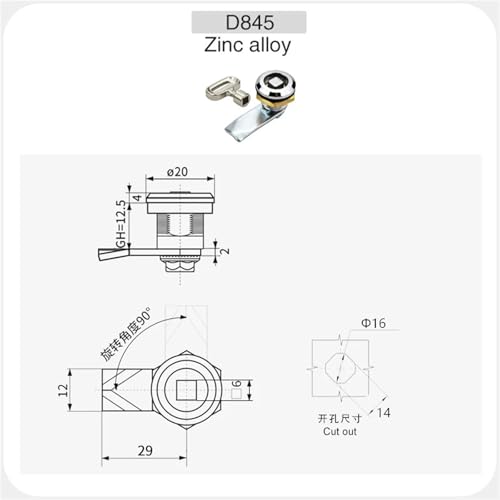 Serrure pour boîte de distribution électrique MS845 à clé triangle - 3