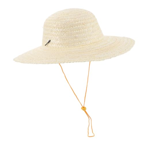 Wheat Straw Sun Hat for Crafting and Painting Chin Strap for Beach and Outdoor Activities Protection Beige