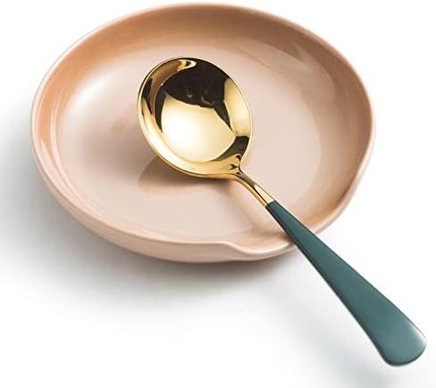Spoon Holder for Stove, Top Spatula Ladle Holder, Cute Coffee Spoon Rests, 5 Inch Large Spoon Holder for Kitchen Counter, Kitchen Decor and Accessories, Caramel Light Brown