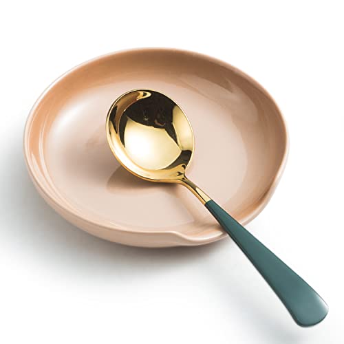 Spoon Holder For Stove, Top Spatula Ladle Holder, Cute Coffee Spoon Rests, 5 Inch Large Spoon Holder For Kitchen Counter, Kitchen Decor And Accessories, Caramel Light Brown #TOP2