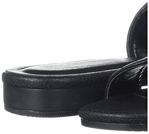 Image of shoexpress Women Black Solid Pu Open Toe Flats Sandal