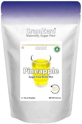 GramZero Pineapple Zero Calorie Sugar Free Drink Mix, Great For Nutrition Club Loaded Teas, Stevia Sweetened