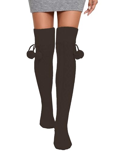 Image of YELAIVP Women's Thigh High Socks - Extra Long Cable Knit Over the Knee Socks and Leg Warmers