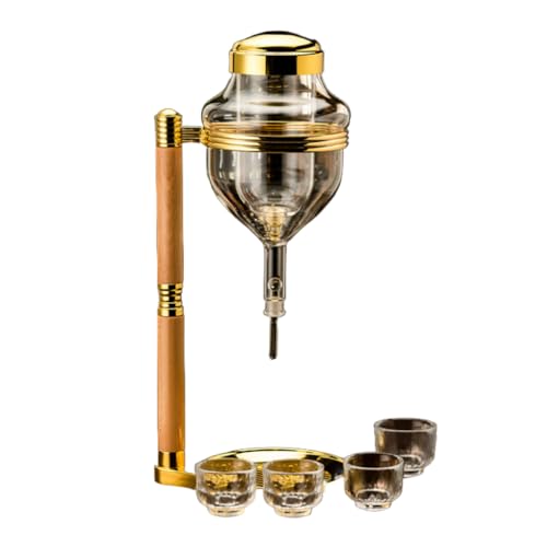 Jopsavm 冷酒器 焼酎サーバー 耐熱ガラス、 冷酒用 酒器 日本酒 清酒 焼酎 梅酒 白酒 中国酒 冷酒 燗酒 ウイスキー ワイン 大容量 業務用 おしゃれ 来客用 居酒屋 晩酌 ギフトお手入れ簡単、家庭、バー、パーティー用 (ワインクーラー(4カッ