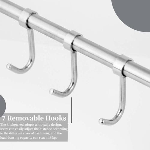 FuninCrea Küchenleiste 30cm - Mit 5 Haken Für Utensilien & Handtücher Grau