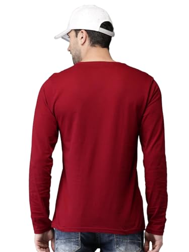 Image of LEOTUDE Men's Full Sleeve Regular Round Neck Cottonblend T-Shirt (Color Navy)