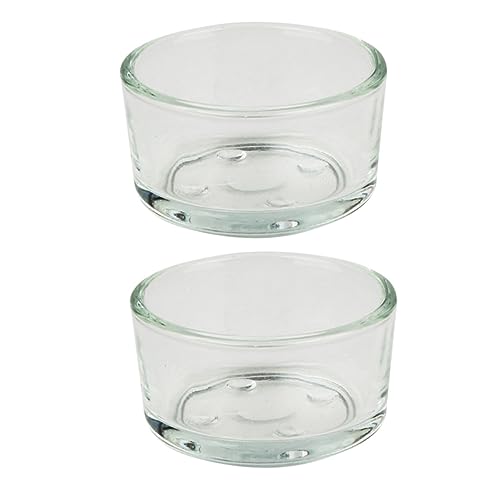 ifundom 4pcs Transparent Glass Pet Reptile Feeder Bowl Multi Functional Water and Food Cups for Reptiles Like Lizard Turtle and Durable and Easy to
