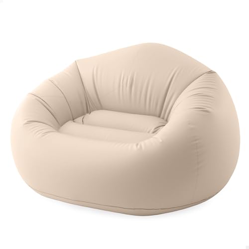 Intex Sillón Hinchable Beanless Bag, Beige, 137x127x74 cm, PVC Resistente, Máx. 100 kg, Asiento Individual, Puff Redondo, Muebles hinchables, Fácil hinchar, Almacenaje Sencillo (66505)