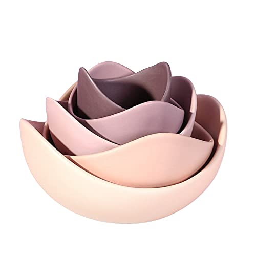 Notakia Salad Decorative Bowls Lotus Shaped Pasta Bowls Dishwasher & Microwave Safe, Unique Angled Ceramic Bowls For Salad, Pasta, Soup, Rice, Prep, Ideal For Home And Restaurant (Purple 5 Packs) #TOP23