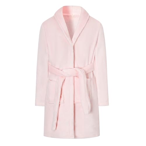 Umeyda Girls Robe, Shawl Collar Fuzzy Fleece Bathrobes with Belt and Pockets for Kids Boys, 2-15 Years