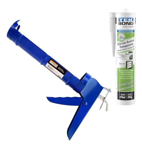 Kit Aplicador de silicone + 1 Silicone acético veda pia incolor Tekbond 256g