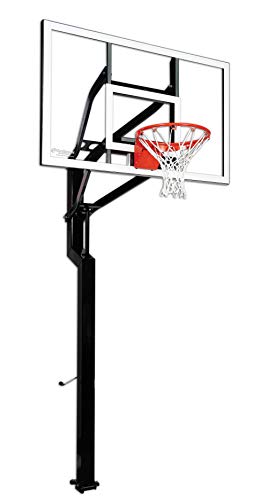 Goalsetter All-American In Ground Adjustable Basketball System with 60-Inch Glass Backboard and HD Breakaway Rim, Black (SS45560G3)