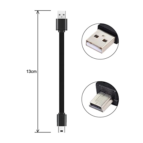 CY 13cm USB 2.0 Type-A Male to Mini 5Pin USB Male Data Flat Slim FPC Cable for FPV Disk Phone, Black - Image 3