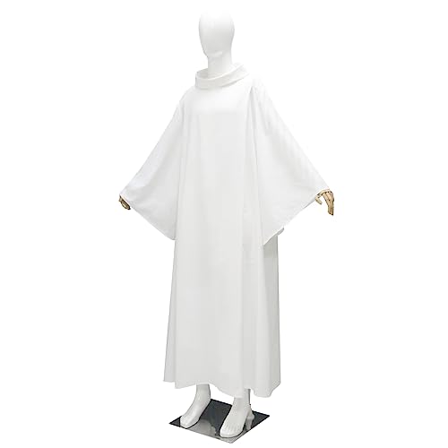 MYAYD Cotton Unisex Cassock Robe Clergy Pulpit Liturgical Church Loose Uniform Plus size White2
