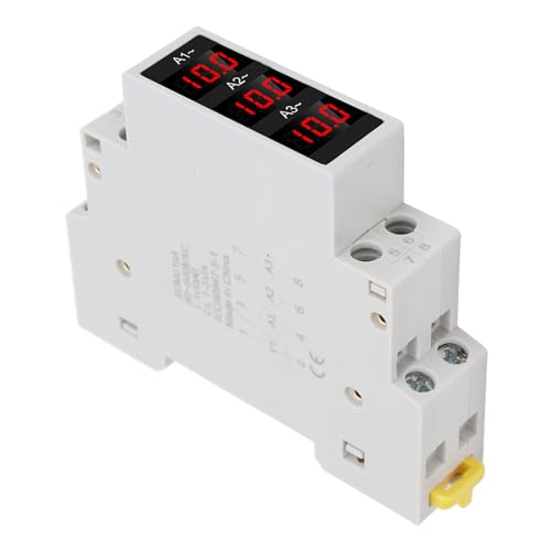 Drei-Phasen-Amperemeter, Digitales DIN-Schienen LED-Anzeigegerät, 3 Sensoren, AC 80-500V, 1-100A, 3 Phasen