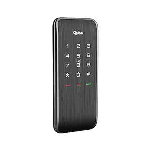 QUBO Smart Rim Lock from Hero Group | 3-Way Access - Pincode, RFID Access Card, BLE Mobile App |Remote Access Sharing via OTP |Auto Locking |High Strength Bolt | (Black)